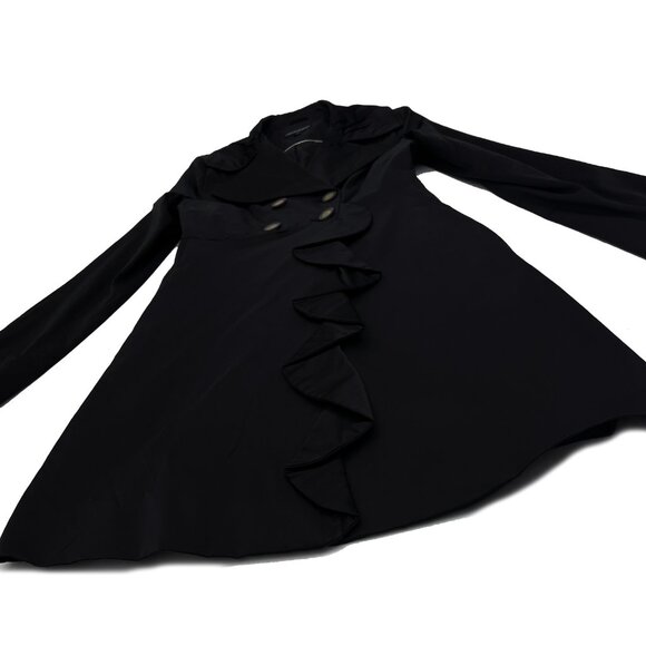 Cynthia Rowley Ruffle Peacoat Pea Coat Black Jacket Womens S - Picture 3 of 6